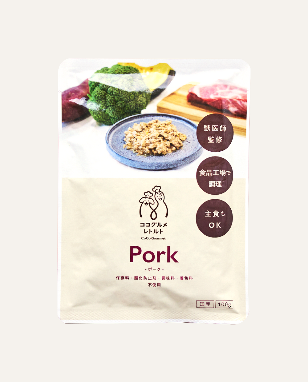 CoCo Gourmet 狗狗即食鮮食包 - 豬肉&綠花椰菜 100g